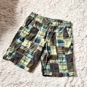Vintage Y2K Patchwork Plaid Indie Boho Men’s Preppy Statement Loose Fit Shorts